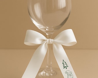 Christmas Drink Tag Ribbons - Holiday Party Decor - Xmas Party Name Tags