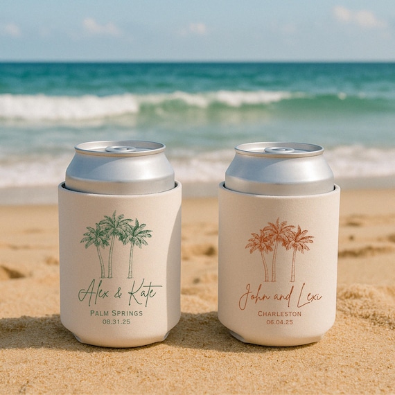 Beach Wedding Can Coolers: Coastal Wedding Favors