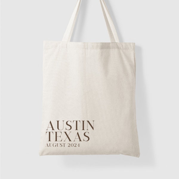 Austin Wedding Tote Bag for Destination Wedding Welcome Guest Bags for Texas Wedding Guest Favor for Wedding Tote Bag Custom