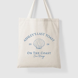 Last Toast on the Coast Bachelorette Tote for Coastal Bach Party Favor Bag for Bridesmaids Nautical Tote Bachelorette Party Favor Bags