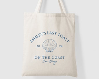 Last Toast on the Coast Bachelorette Tote for Coastal Bach Party Favor Bag for Bridesmaids Nautical Tote Bachelorette Party Favor Bags
