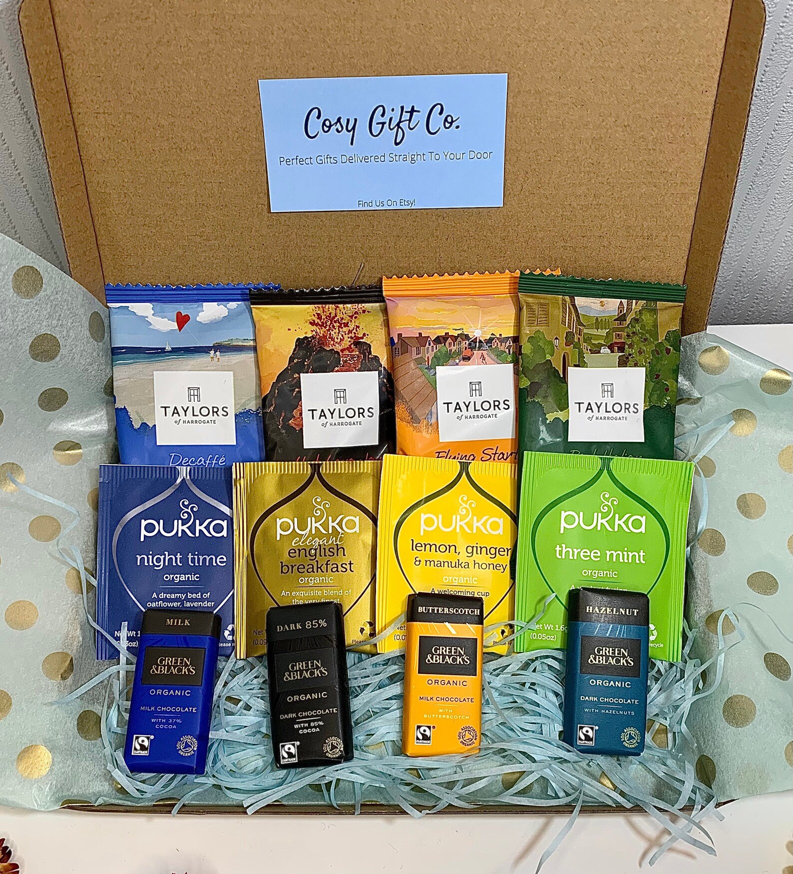 Café arco iris té & regalo de caja de cartas de chocolate