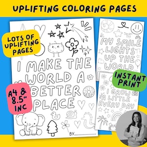 Positive Mindfulness Coloring Pages For Kids, Praiseful Coloring Pages, Affirmation Coloring For Kids, Printable Coloring, Self-Talk Kids