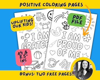 Affirmation Colouring Book Pages For Kids, Mindset Coloring Pages for kids, Kids Mindfulness Coloring,Printable Digital Coloring Kids Sheets