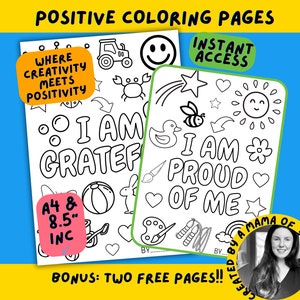 Affirmation Colouring Book Pages For Kids, Mindset Coloring Pages for kids, Kids Mindfulness Coloring,Printable Digital Coloring Kids Sheets