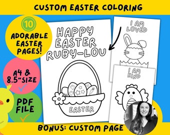 Custom Kids Easter Printable Coloring Pages, Kids Easter Printable Activity, Easter Printable Crafts