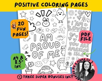 Printable Mindful Coloring Pages For Kids, Affirmation Colouring Sheets For Kids, Confidence Activity Sheets For Kids,Colour In Affirmations