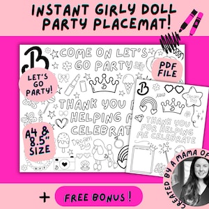 Fashion Doll Party Decor, Come On Let&#39;s Go Party, Instant Girly Pink Party Printable, Doll Themed Printable Party