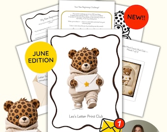 Leo's Letter Print Club | Children's Monthly Wellbeing Mail | Digital Printable Subscription | Ages 6-10 | Snail Mail | Kids Club