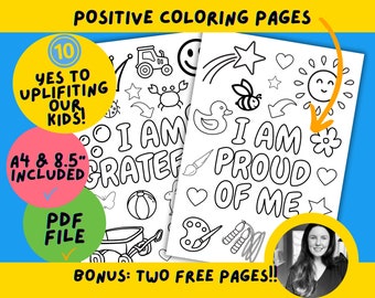 Affirmation Colouring Book Pages For Kids, Mindset Coloring Pages for kids, Kids Mindfulness Coloring,Printable Digital Coloring Kids Sheets