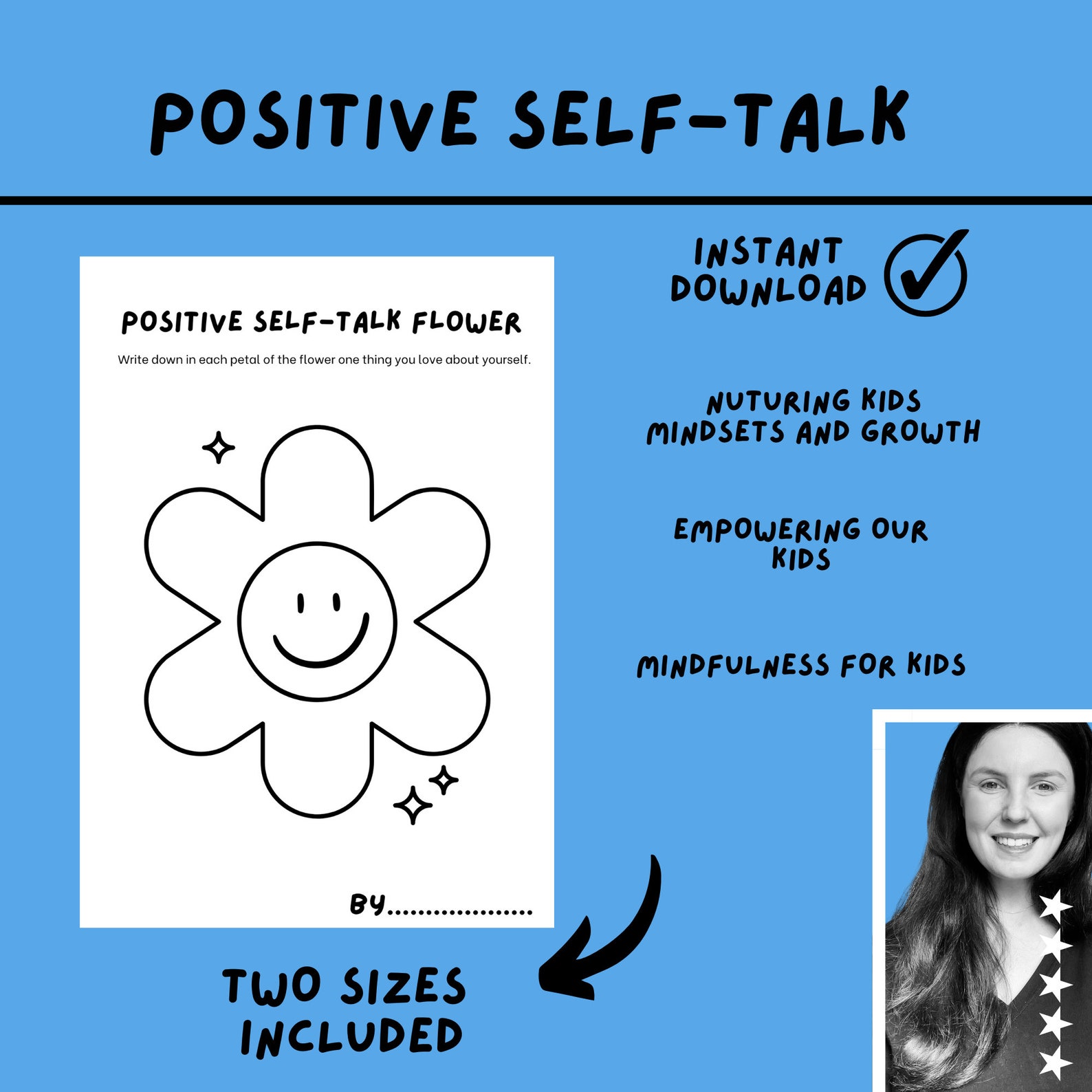 Self Talk Flower Example Positive Self-talk Flower Coloring Page: Kids Mindfulness Activity ...
