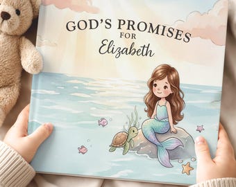 Personalized Baptism Gift for Girls ~ Christian Mermaid Storybook ~ Custom Name Book ~ Baby Dedication & Christening Keepsake