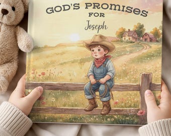Personalized Baptism Gift for Boys~ Christian Cowboy Storybook ~ Custom Name Book ~ Baby Dedication & Christening Keepsake