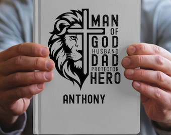 Christian Prayer Journal for Dad -  Personalized Bible Study Journal - Custom Name Religious Faith Gift