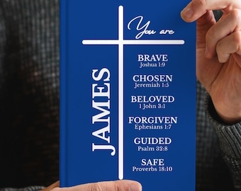 Personalized Baptism or Confirmation Gift for Boy • Custom Name Christian Journal • Godson Gift from Godparents • Scripture Notebook