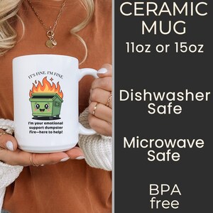 Funny Dumpster Fire Mug for Coworker - Sarcastic Work Mug for Teacher or Nurse - White Elephant or Secret Santa Gift Exchange Idea Bulk image 4