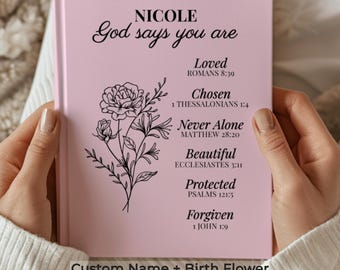Custom Birth Flower Gift for Mom -  Christian Prayer Journal - Personalized Faith Gift with Bible Verses