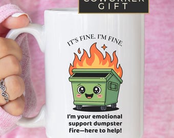 Funny Dumpster Fire Mug for Coworker - Sarcastic Work Mug for Teacher or Nurse - White Elephant or Secret Santa Gift Exchange Idea Bulk