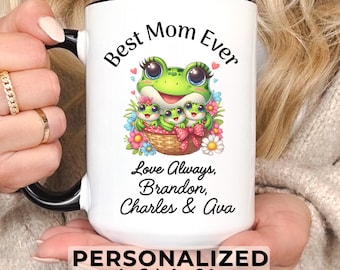 Custom Frog Mom Mug from Kids – Personalized Mother’s Day Gift for Mom - Thoughtful Frog Lovers Gift for Women