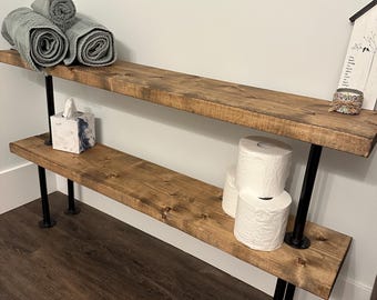 Rustic Shelf with Pipe Legs - Bathroom, Living Room, Bedroom
