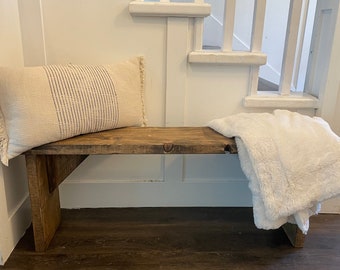 Handcrafted Rustic Wooden Bench, Farmhouse Entryway Mudroom Furniture