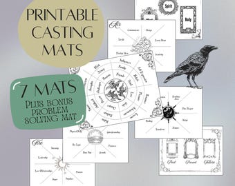 Charm Casting Mats - 7 Printable Trinket Divination Board, Witchy Throwing Sheets (PDF Digital Download)