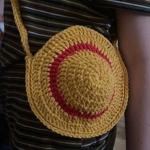 Bolso de paja, bolso bandolera de crochet, cartera pirata de anime, bolso pequeño, bandolera boho, bolso de algodón, bolso de recolección, bolsos bandolera para mujer