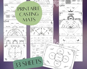 Charm Casting Mats 33 Sheet Bundle – Printable Divination Board Witchy Trinket Throwing (PDF Download)