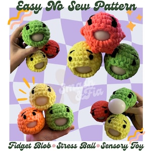 Crochet Stress Ball, Sensory Toy, Fidget Toy, No Sew Crochet Pattern, Squeeze Ball, Stress Blob, crochet fidget ball pattern, easy pattern