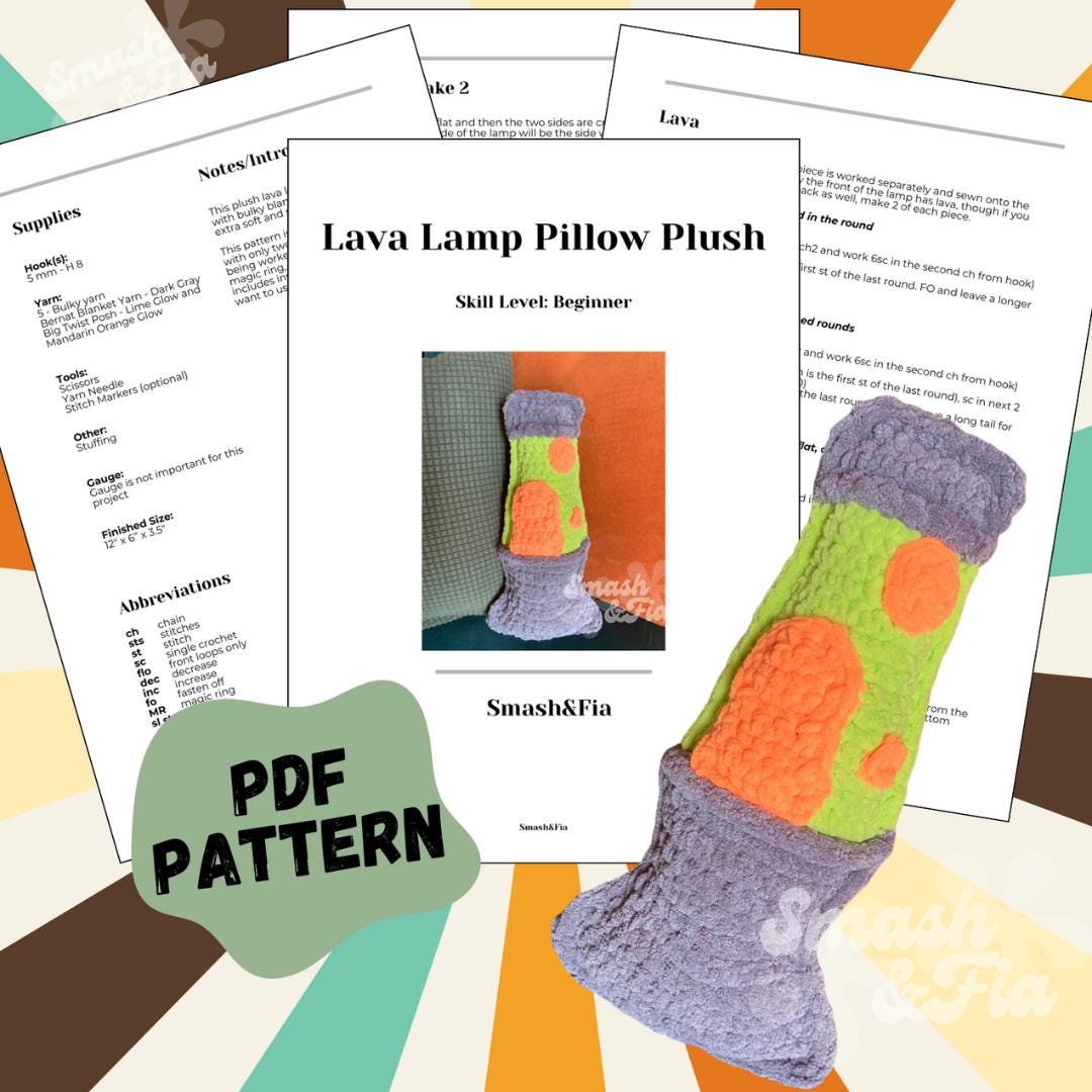 34 Crochet Lamps That Will Look Great in Your Home 8 Lava Lamp Crochet Pillow Pattern: Retro Plush Amigurumi