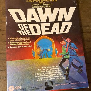 Antique Dawn of the Dead board game, boxed game, zombie game, 1970s retro gaming, vintage movie collectible, George Romero memorabilia