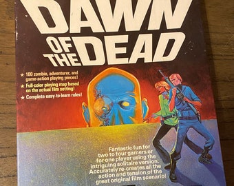 Antique Dawn of the Dead board game, boxed game, zombie game, 1970s retro gaming, vintage movie collectible, George Romero memorabilia