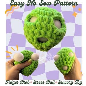 Crochet Alien Stress Ball, Sensory Fidget Toy, No Sew Crochet Pattern, Squeeze Ball, Stress Blob, crochet fidget ball pattern, easy pattern