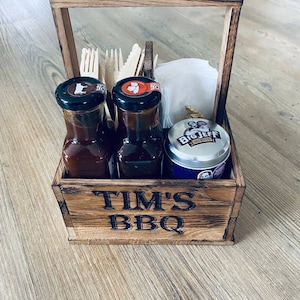 BBQ box, wooden grill utensil, personalized gift