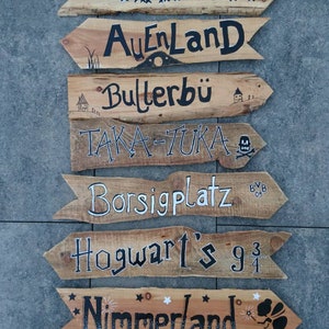 Sign, for signposts, decorative sign, hand-painted, personalized, individual, natural wood