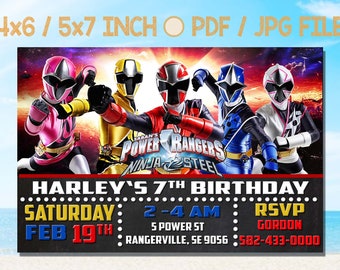 Power Ranger Ninja Steel Invitation Etsy France