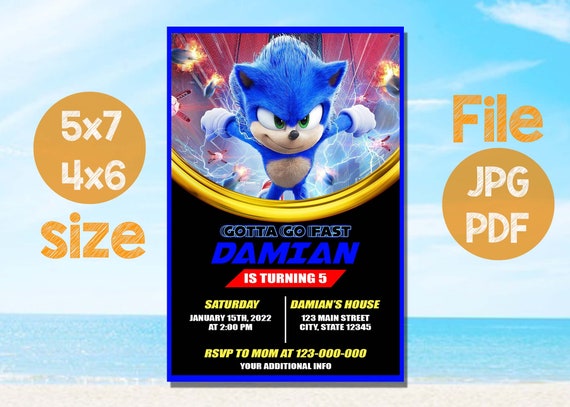 new design sonic birthday invitations sonic the hedgehog etsy canada