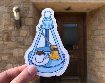 Greek Coffee lovers sticker, Greek Art, Greek culture, design and made in Greece, greek style, briki, greek souvenir, greek food