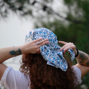 Greek Silk Square Scarf: Traditional Floral Bandana, Made in Greece