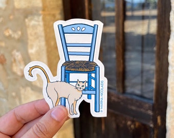 Greek Cat Vinyl Sticker, bumper sticker made in Greece
