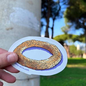 Sticker vinyle cuisine grecque, Koulouri, beignet, bagel, Art grec, design fabriqué en Grèce, style grec, grec lifegreek, thessalonique koulouri