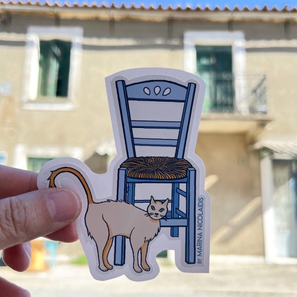 Greek cat sticker, Greek life, Greek Art, design and made in Greece, cat lovers, pack of stickers, greek souvenir, greek islands, animal