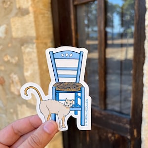 Adesivo in vinile con gatto greco, vita greca, arte greca, design e realizzato in Grecia, amanti dei gatti, confezione di adesivi, souvenir greco, adesivi con animali