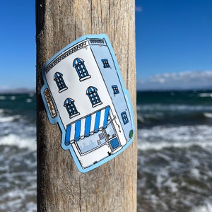 Sticker pour hôtel en vinyle grec, vie grecque, art grec, design fabriqué en Grèce, style grec, souvenir grec, îles grecques, illustration rétro