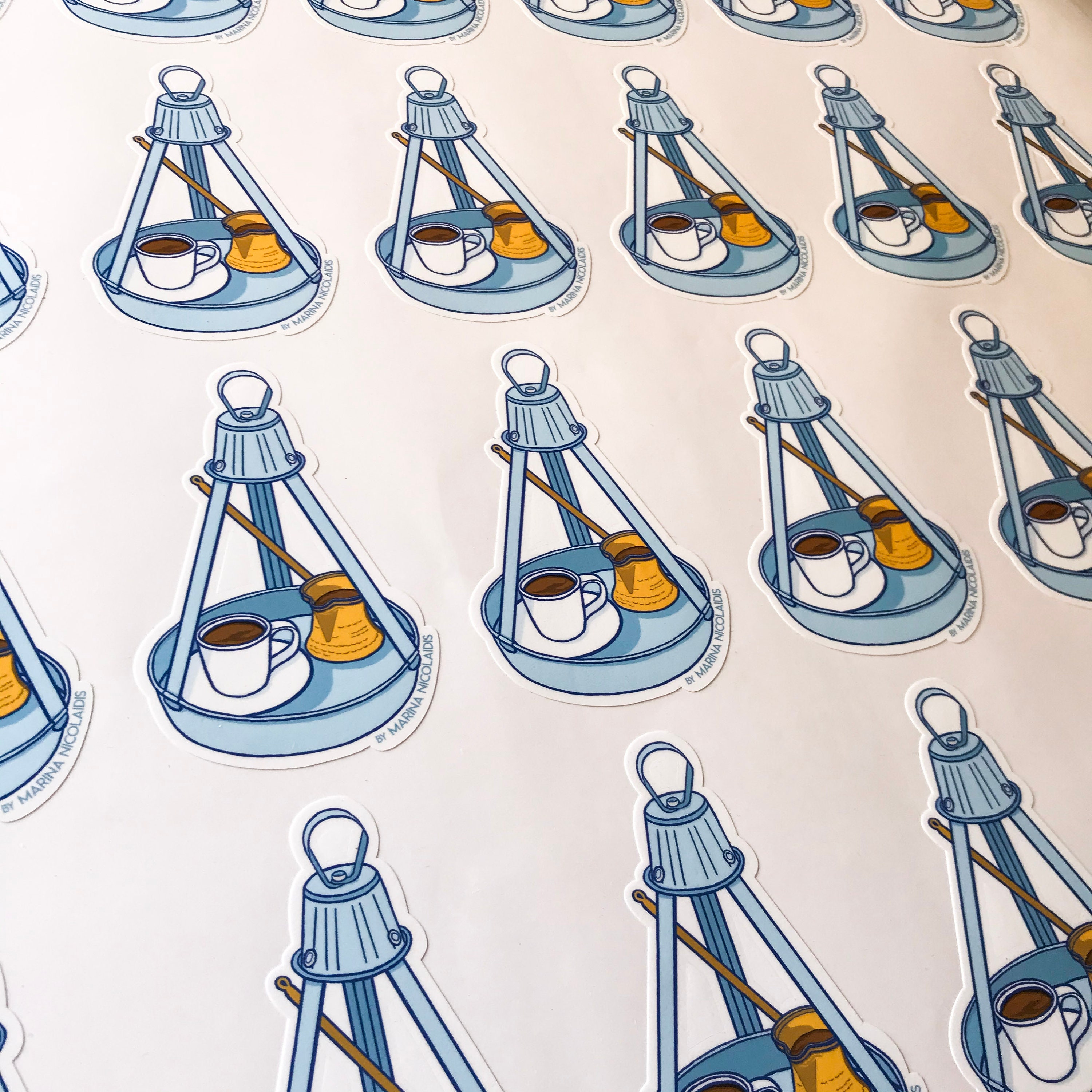 Greek Coffee Lovers Sticker, Greek Art, Greek Culture, Design and Made