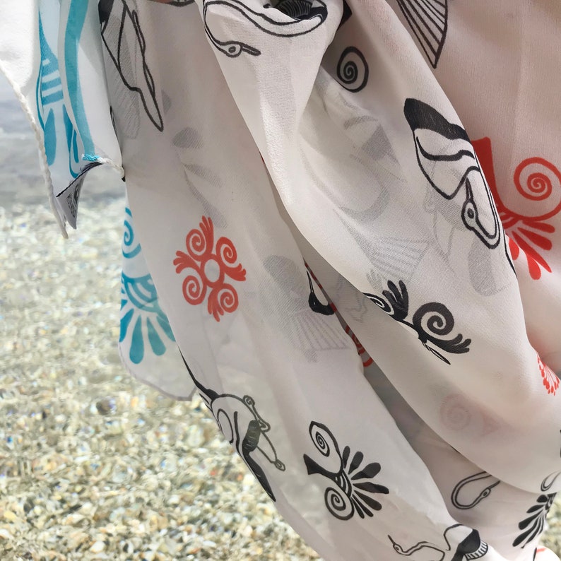 Pareo, sarong, beach wear, silk pareo, summer accessories, beachwear, swans, greek islands, design and made in Greece image 4