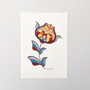 Stampa artistica di fiori greci, illustrazione in formato A5, arte greca tradizionale di un artista greco, stampa giclée, realizzata in Grecia, regalo per lei e per lui