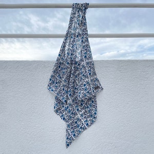 Greek silk square scarf, silk bandana, made in Greece, Greek artist, Greek folk traditional flowers pattern, hair or neck accessories image 2
