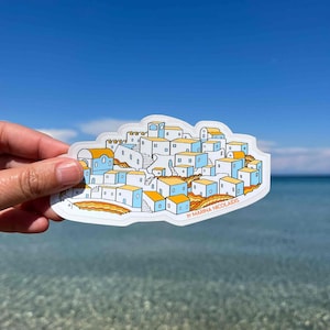 Sticker village grec, île grecque, art grec, design grec, fabriqué en Grèce