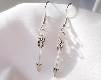 Dangly Arrow Earrings | Hawkeye Inspired Silver Plated Archery Arrows | Kate Bishop Marvel's Avengers Jewellery Gifts Handmade in the UK